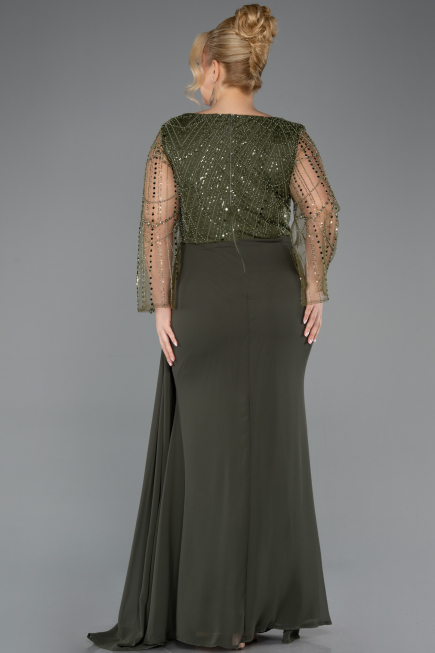 Abendgarderobe in Großen Größen Lang Chiffon Khaki ABU5624