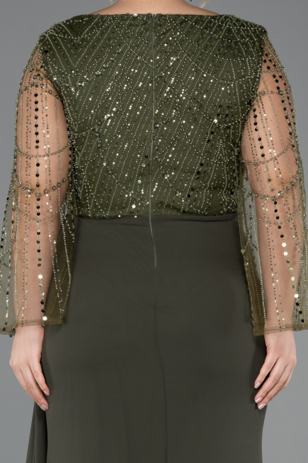 Abendgarderobe in Großen Größen Lang Chiffon Khaki ABU5624