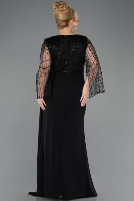 Abendgarderobe in Großen Größen Lang Chiffon Schwarz ABU5624