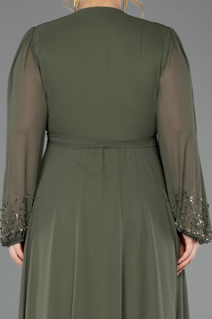 Khaki Abendgarderobe İn Großen Größen Chiffon Lang ABU3075