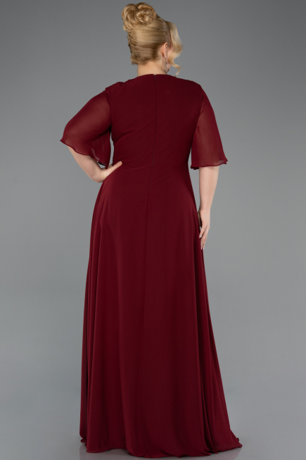 Abendgarderobe in Großen Größen Lang Chiffon Weinrot ABU5613