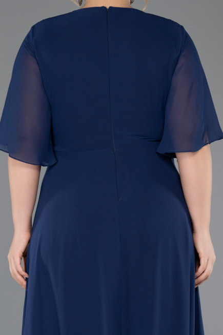 Abendgarderobe in Großen Größen Lang Chiffon Marineblau ABU5613