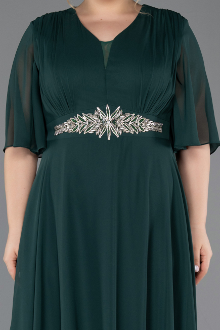 Abendgarderobe in Großen Größen Lang Chiffon Smaragdgrün ABU5613
