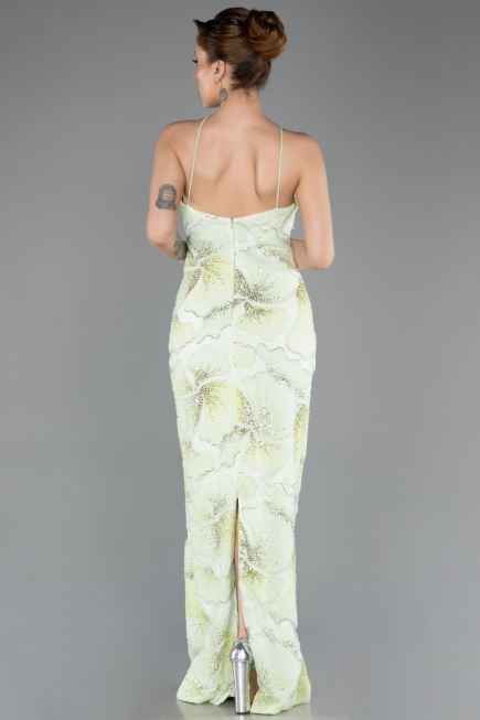 Abendkleid Lang Schuppig Minzgrün ABU5713