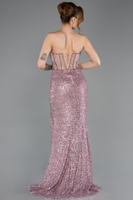 Abendkleid Lang Perlenbesetzt Puder ABU5696