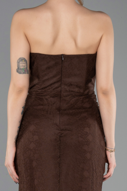 Abendkleid Lang Spitze Braun ABU5717