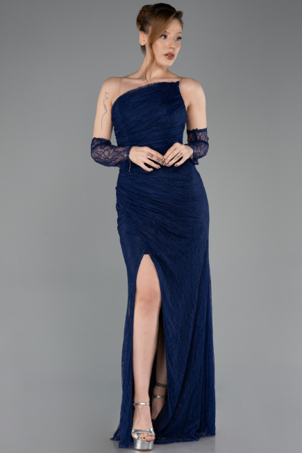 Abendkleid Lang Spitze Marineblau ABU5700