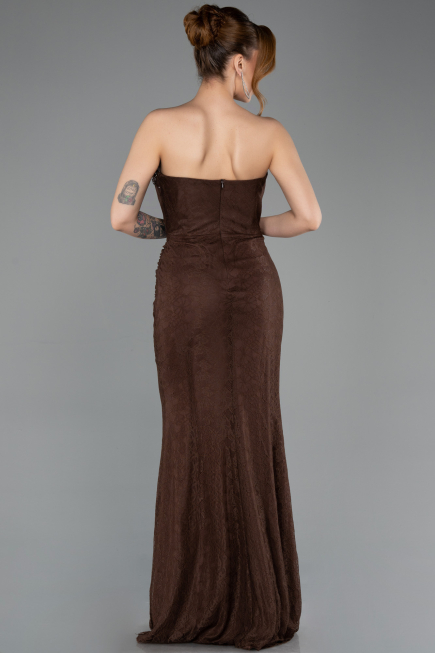 Abendkleid Lang Spitze Braun ABU5717
