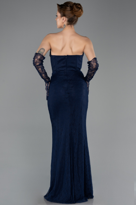 Abendkleid Lang Spitze Marineblau ABU5717
