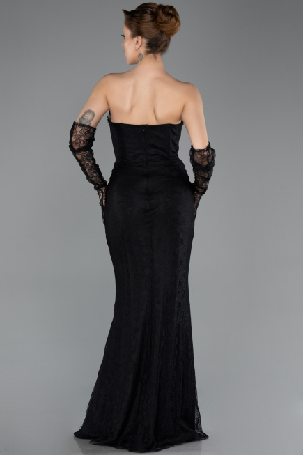 Abendkleid Lang Spitze Schwarz ABU5717