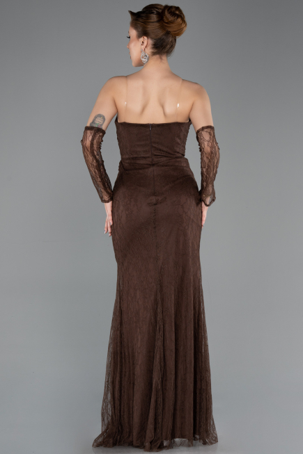 Abendkleid Lang Spitze Braun ABU5700