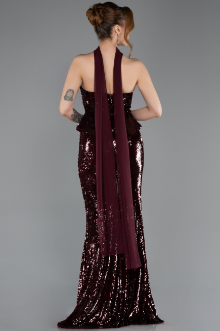 Abendkleid im Meerjungfrau-Stil Lang Weinrot ABU5721