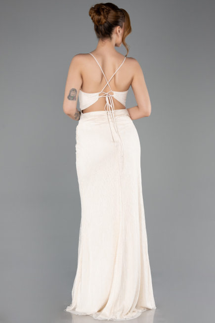 Abschlusskleid Lang Spitze Beige ABU5719