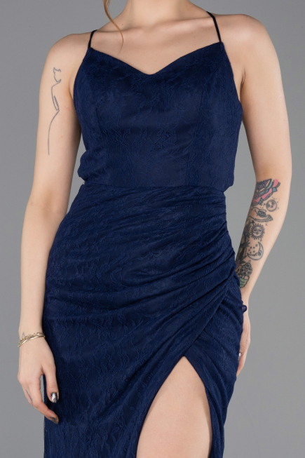 Abschlusskleid Lang Spitze Marineblau ABU5719