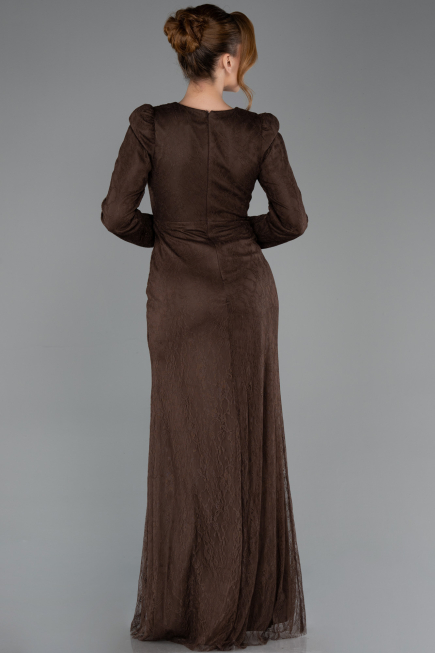 Abendkleid Lang Spitze Braun ABU5720