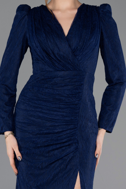 Abendkleid Lang Spitze Marineblau ABU5720