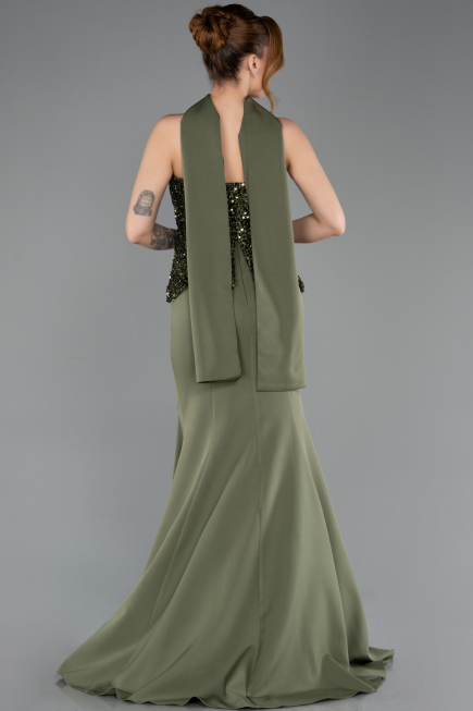 Abendkleid im Meerjungfrau-Stil Lang Khaki ABU5704