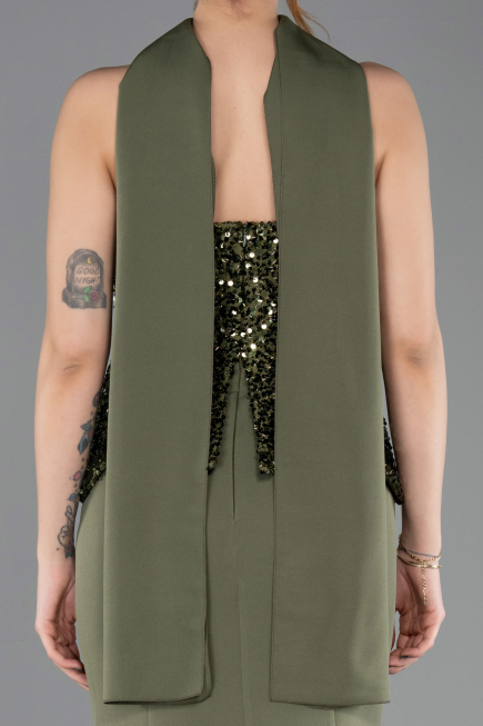 Abendkleid im Meerjungfrau-Stil Lang Khaki ABU5704