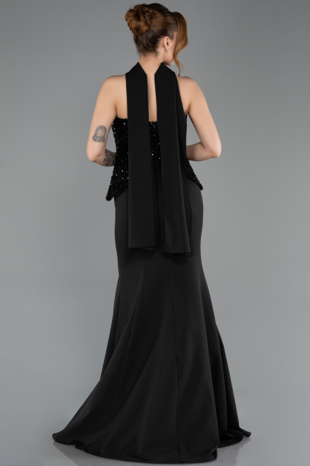 Abendkleid im Meerjungfrau-Stil Lang Schwarz ABU5704