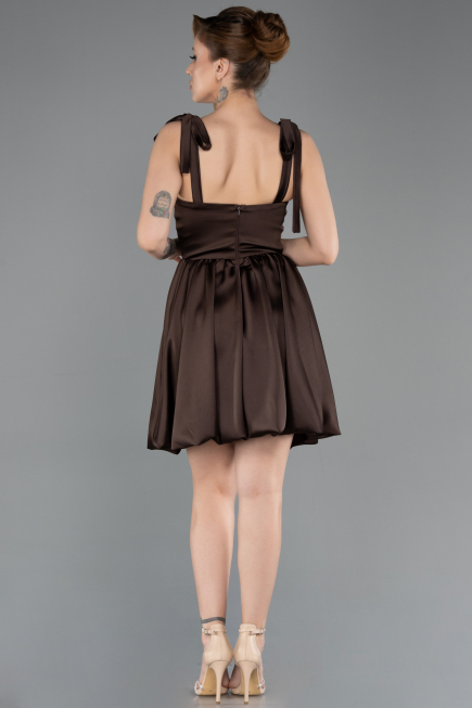 Abschlusskleid Kurz Satin Braun ABK2536