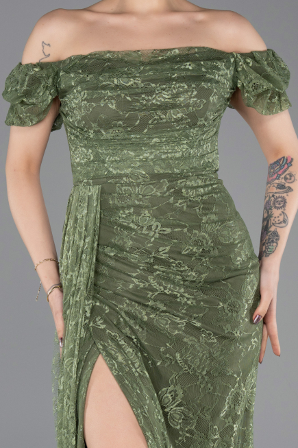 Standesamtkleid Lang Spitze Khaki ABU5728