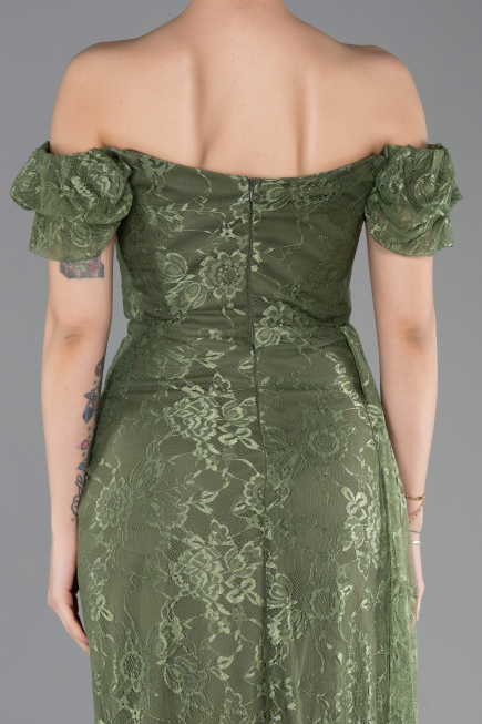 Standesamtkleid Lang Spitze Khaki ABU5728