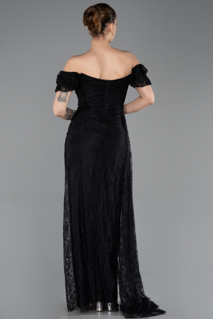Standesamtkleid Lang Spitze Schwarz ABU5728