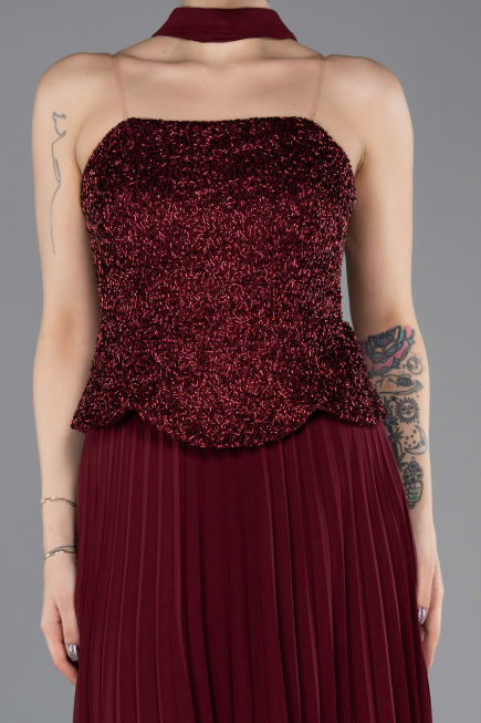 Abendkleid Lang Chiffon Weinrot ABU5715