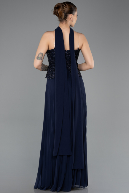 Abendkleid Lang Chiffon Marineblau ABU5715