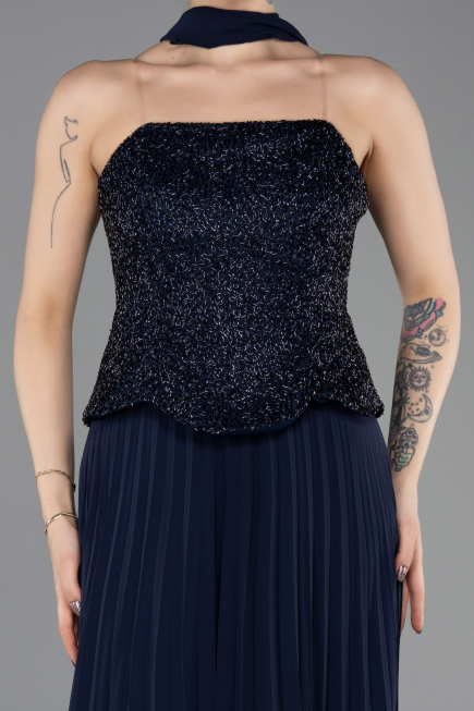 Abendkleid Lang Chiffon Marineblau ABU5715