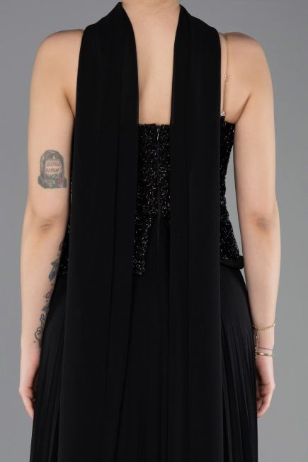 Abendkleid Lang Chiffon Schwarz ABU5715