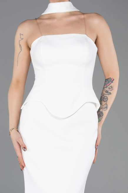 Abendkleid Lang Weiß ABU5735