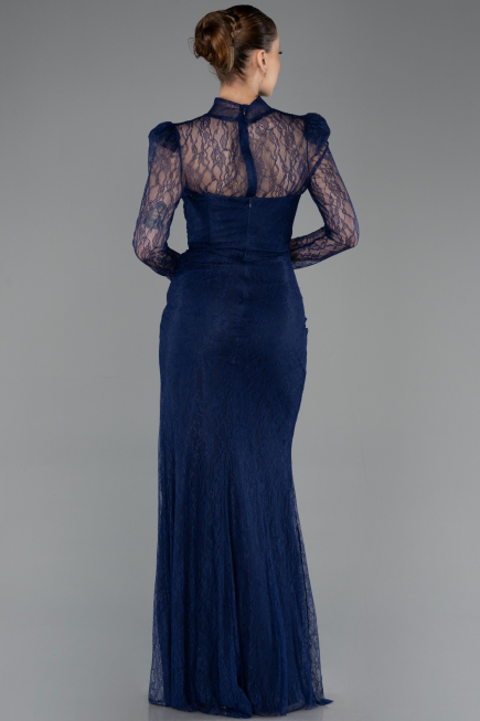 Abendkleid Lang Spitze Marineblau ABU5700
