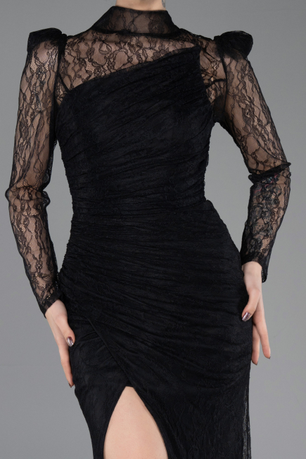 Abendkleid Lang Spitze Schwarz ABU5700
