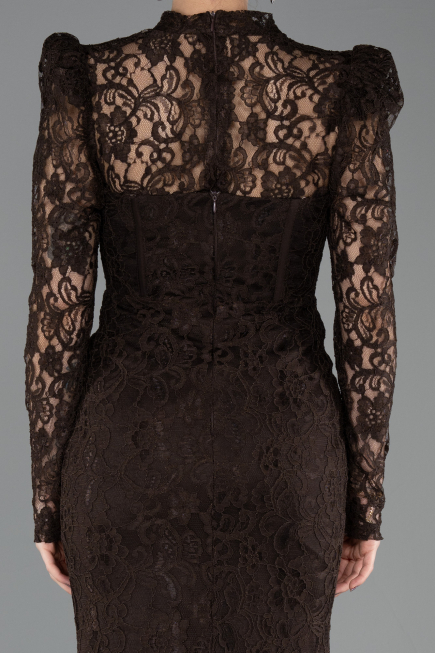 Abendkleid Lang Spitze Braun ABU5734