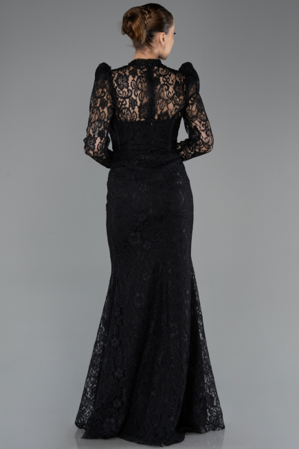 Abendkleid Lang Spitze Schwarz ABU5734