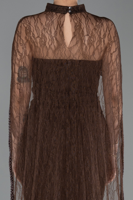 Abendkleid Lang Spitze Braun ABU5739