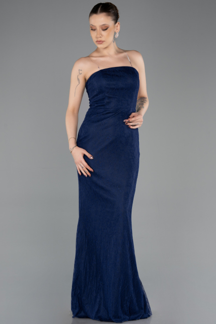 Abendkleid Lang Spitze Marineblau ABU5739