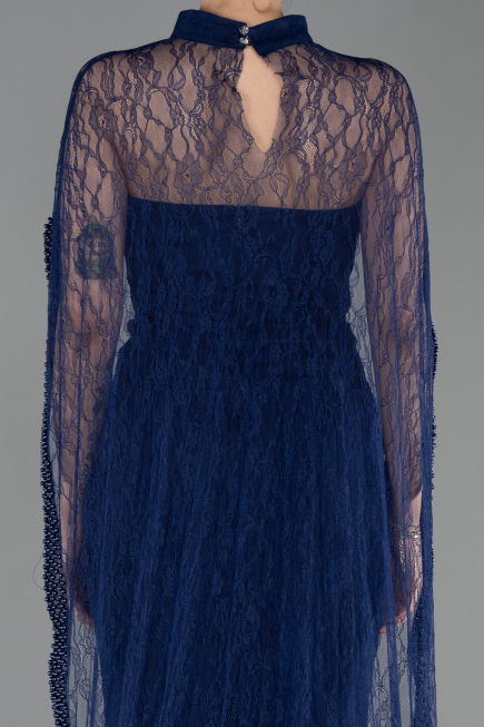 Abendkleid Lang Spitze Marineblau ABU5739