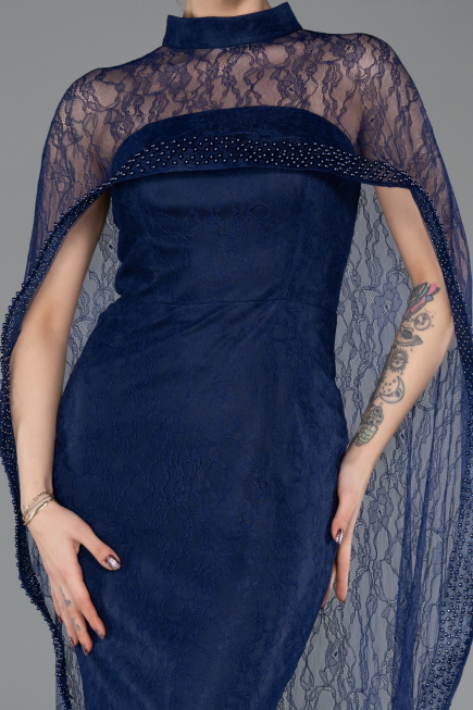 Abendkleid Lang Spitze Marineblau ABU5739