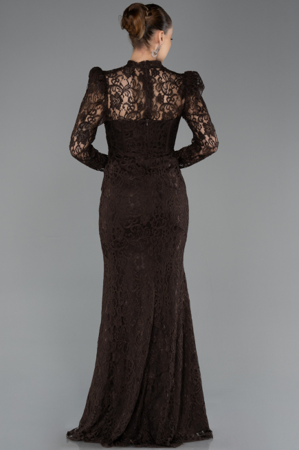 Abendkleid Lang Spitze Braun ABU5734