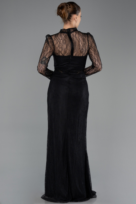 Standesamtkleid Lang Spitze Schwarz ABU5736
