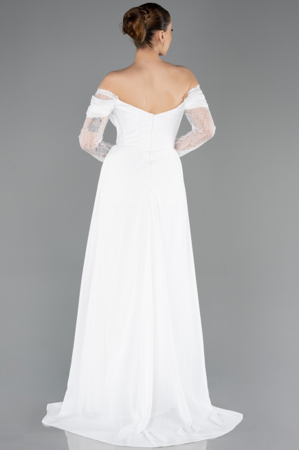 Standesamtkleid Lang Spitze Weiß ABU5727