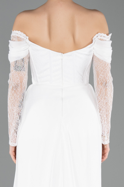 Standesamtkleid Lang Spitze Weiß ABU5727
