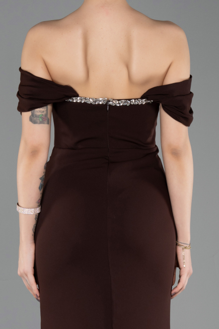Abendkleid im Meerjungfrau-Stil Lang Braun ABU5740