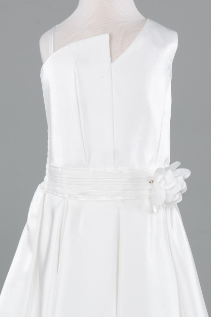 Abendkleid für Kinder Kurz Satin Weiß ABK2521