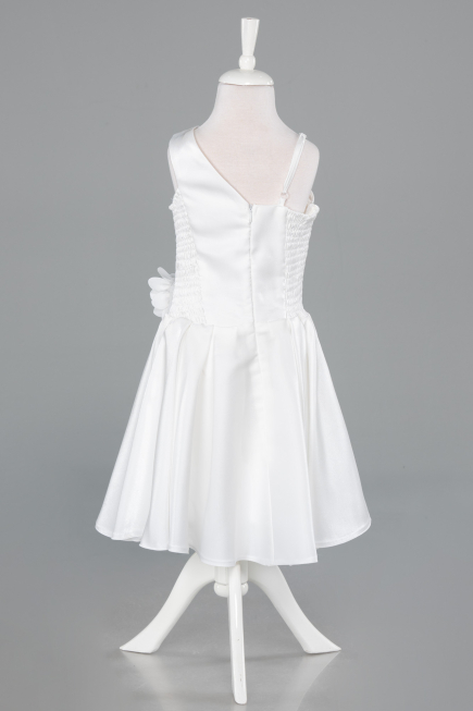 Abendkleid für Kinder Kurz Satin Weiß ABK2521