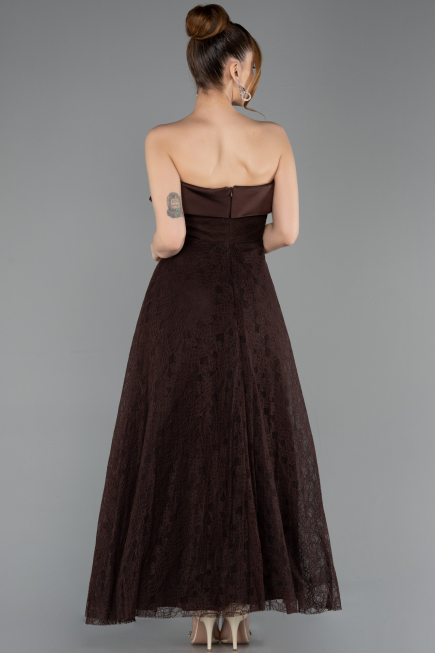 Abendkleid Midi Spitze Braun ABK2538