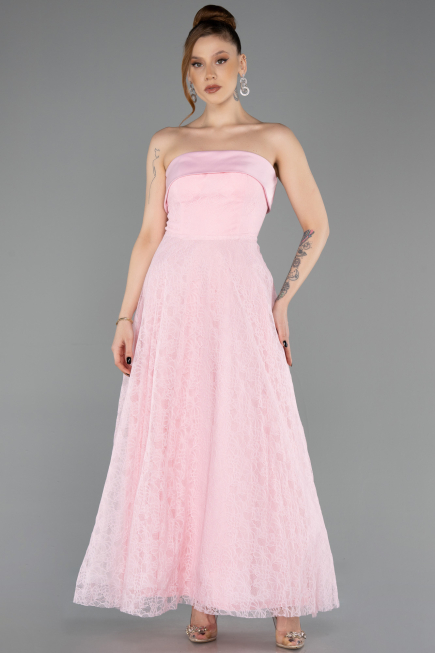 Abendkleid Midi Spitze Puder ABK2538