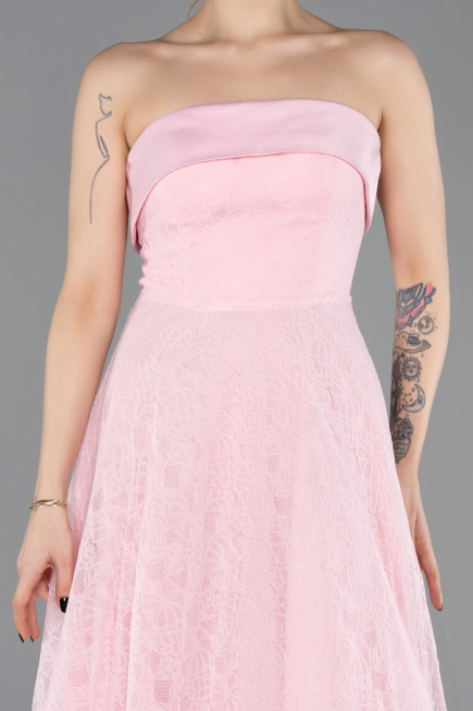 Abendkleid Midi Spitze Puder ABK2538